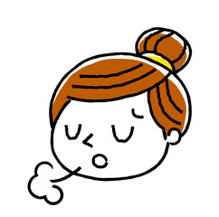 女性、顔、表情：落ち込む、ため息
