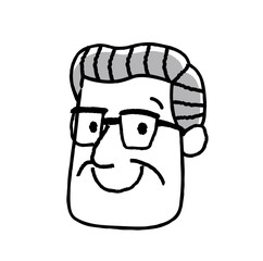 シニア男性、顔、表情：笑顔
