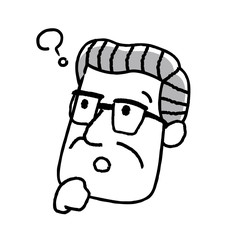 シニア男性、顔、表情：疑問
