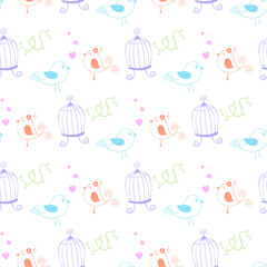 seamless bird pattern and background vector illustration
