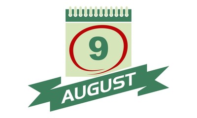 9 August Calendar with Ribbon