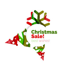Christmas sale, vector greeting card or banner
