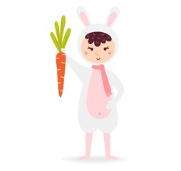 Cute kid wearing Christmas costume vector.