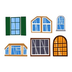 Different house windows vector elements