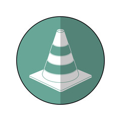 road cone warning sign design green circle shadow vector illustration eps 10