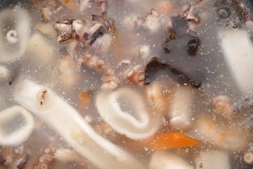 Chinese dish. Chinese food. Seafood soup