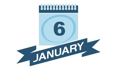 6 January Calendar with Ribbon