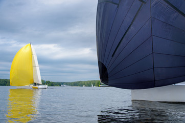 Obraz premium Sailing yacht race, picture with space for text or logos