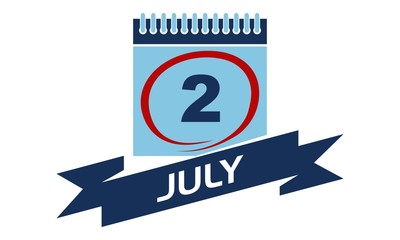 2 July Calendar with Ribbon