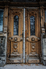 vey old antique door wood vintage building