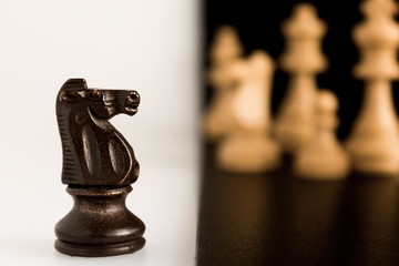 Scacchi fotografati su una scacchiera