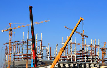 Fototapeta premium Construction site with cranes