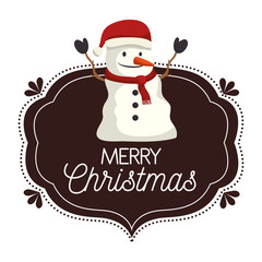 happy merry christmas snowman character vector illustration design