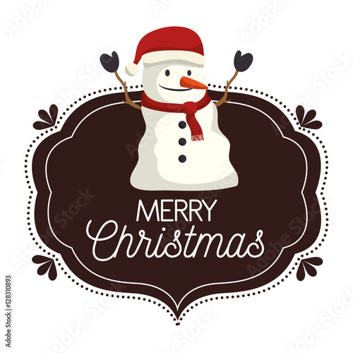 &quot;happy merry christmas snowman character vector illustration design