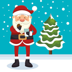 happy merry christmas santa claus character vector illustration design