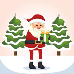 happy merry christmas santa claus character vector illustration design