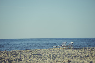 Beach lounger on the beach