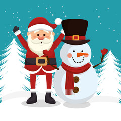 happy merry christmas santa claus character vector illustration design