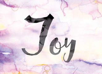 Joy Colorful Watercolor and Ink Word Art
