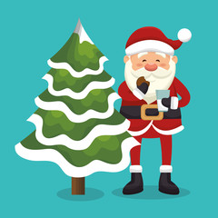 happy merry christmas santa claus character vector illustration design
