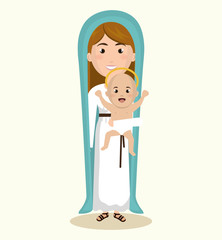 happy merry christmas manger character vector illustration design