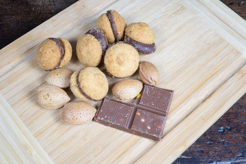 Baci di Dama - kiss of dame, italian biscuits, Italian pastries, made with chocolate and almond