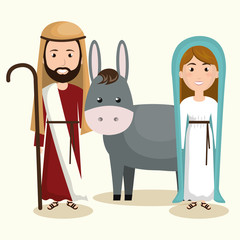 happy merry christmas manger character vector illustration design