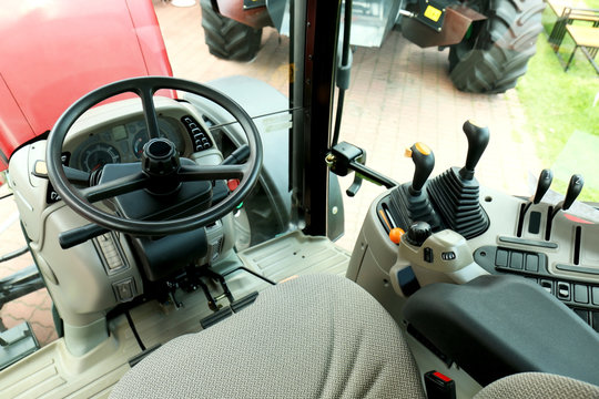 Modern tractor cabin interior