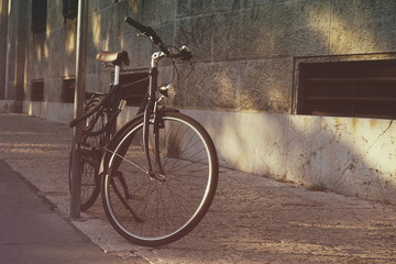 Fototapeta na wymiar Bicycle parked on a street