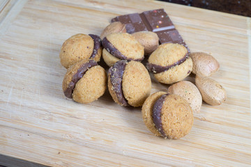 Baci di Dama - kiss of dame, italian biscuits, Italian pastries, made with chocolate and almond