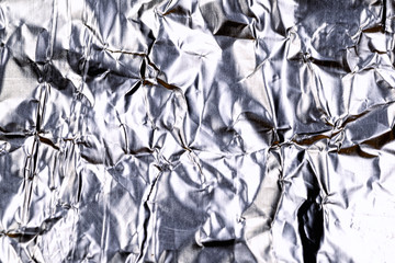 Crumpled Aluminum Tin Foil Surface Background