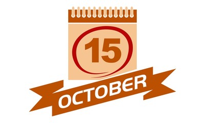 15 October Calendar with Ribbon