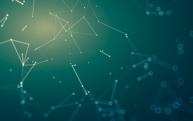 Abstract polygonal space low poly dark background, 3d rendering