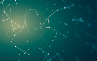 Abstract polygonal space low poly dark background, 3d rendering