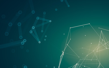 Abstract polygonal space low poly dark background, 3d rendering