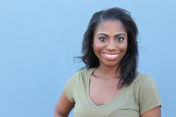 Cheerful Black Woman Isolated with Space for Copy