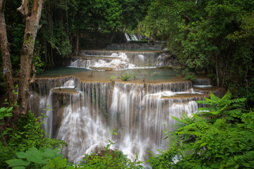 Beautiful and Breathtaking  waterfall, Huay Mea Kamin waterfall, Located Kanchanaburi Province, Thailand