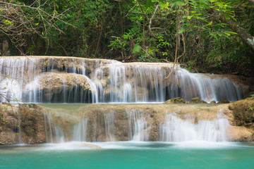 Beautiful and Breathtaking waterfall, Huay Mea Kamin waterfall, Located Kanchanaburi Province, Thailand