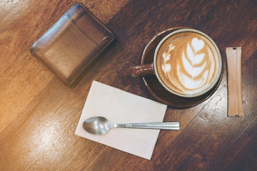 Vintage coffee with Latte art decoration