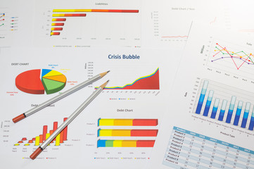 financial crisis bubble with down turn graph