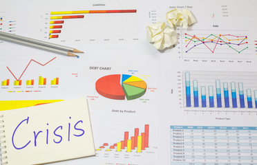 bubble crisis graph financial report, show recession of economic