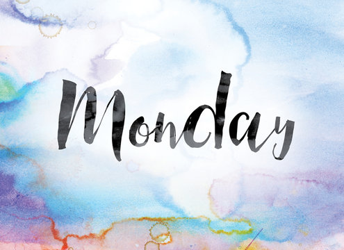 Monday Colorful Watercolor and Ink Word Art