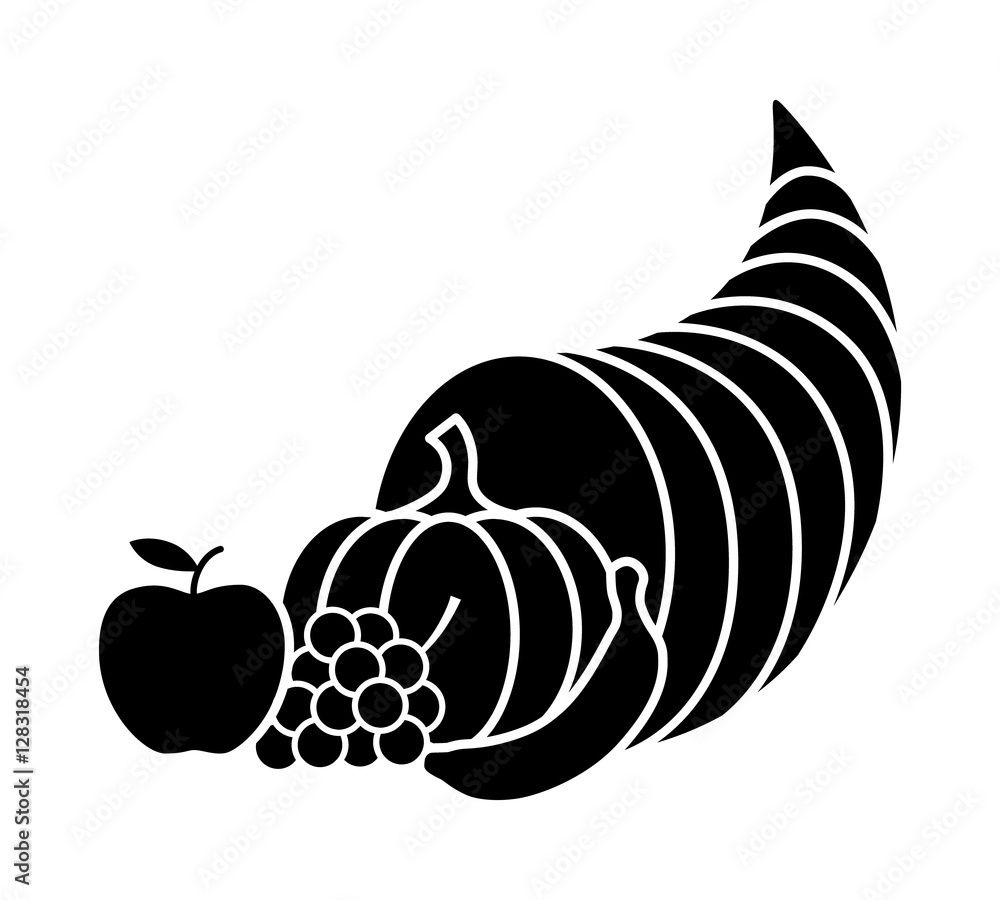 Wall mural cornucopia horn of plenty or thanksgiving basket flat icon for apps and websites