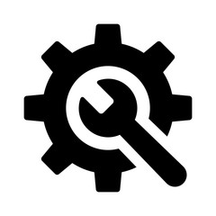 Wrench and gear / preferences or configurations flat icon for apps and websites