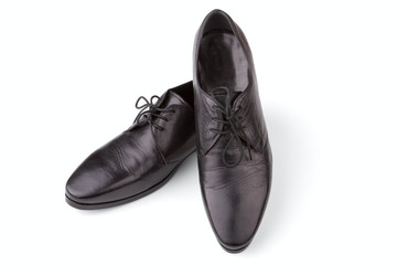 Black leather man's shoes