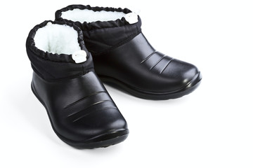 Black rubber female shoes