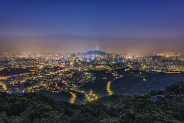 Night of misty in Seoul,South Korea.