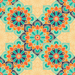 Ethnic floral seamless pattern