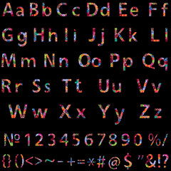 Alphabet with flowery letters, digits and signs