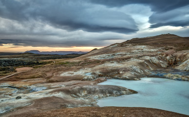Turquoise Geothermal Hot Spring in Krafla Iceland
